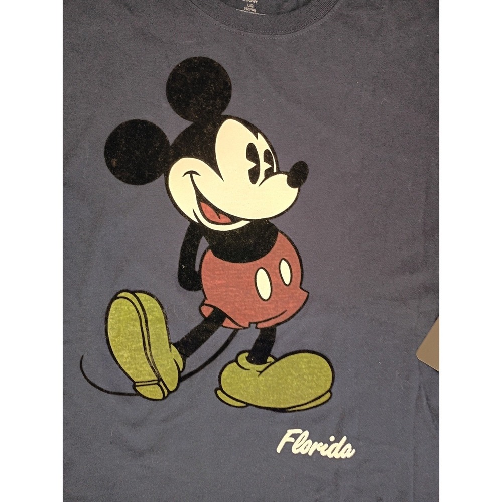 Disney Mickey NWT Mouse Florida Cotton Graphic T-Shirt Navy Blue Mens L 42/44 - Picture 5 of 8